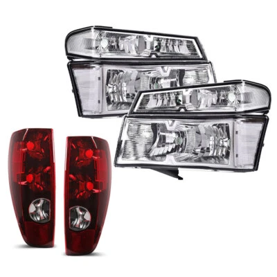 Fit For 2004-2012 Chevy Colorado GMC Canyon Clear/Chrome Headlights+Tail Lights Foto 1 de 4