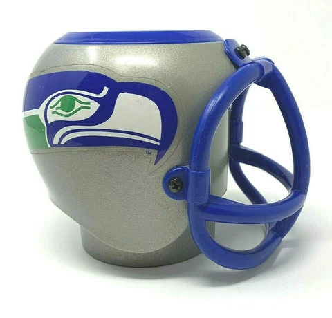 Vintage NFL Seattle Seahawks Logo Plastic Helmet Insulated Can Koozie Holder '92 Cover