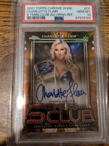 2021 Topps WWE Chrome PSA 10 5 Timers Club Auto Charlotte Flair No. 5TA-CF 21/25 - Picture 1 of 3