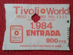 ANTIGUO TICKET ENTRADA TIVOLI WORLD 1984 PARQUES Y ATRACCIONES BENALMADENA COSTA - Imagen 1 de 3
