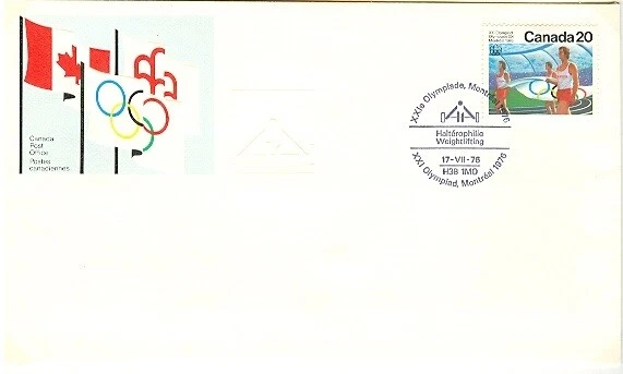 1976 Canada Post Olympics Special Embossed & Cancelled Weightlifting Event Cover - Image 1 of 1
