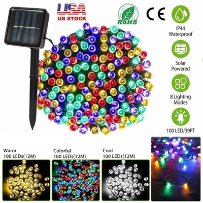 100LED Solar String Light Outdoor Waterproof Christmas Lights Garden Party Decor - Image 1 of 4