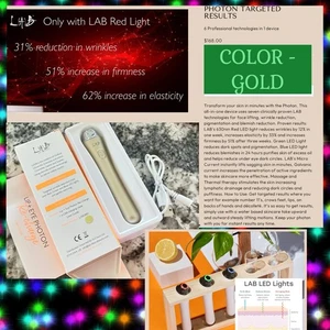 L(A)B Beauty Dispositivo Antietà Labbra e Occhi Fotone LED Luce Rossa Blu Verde ORO - Foto 1 di 19