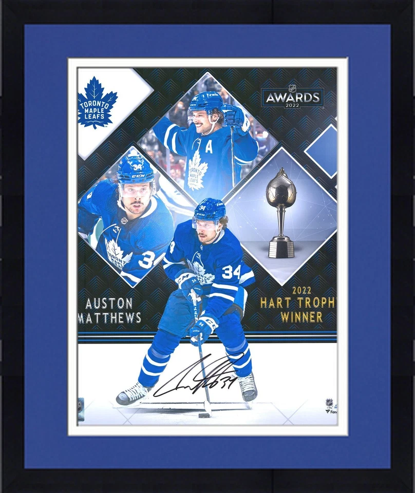 FRMD Auston Matthews Maple Leafs Signed 16x20 2022 Hart Trophy Winner Photo - Image 1 of 1