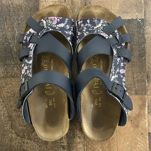 Sandali Birkenstock Papillio Pisa floreali blu pelle comodi sughero taglia 41/10 - Foto 1 di 22