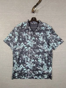Travis Mathew Mens Shirt XL Black Blue All Over Print Alley Oop Performance Polo - Picture 1 of 12