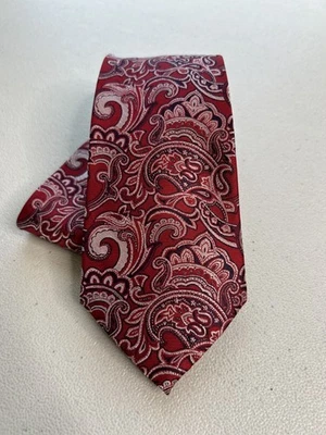 Corbata de diseñador Izod roja, azul, gris patrón floral 100 % seda Foto 1 de 4