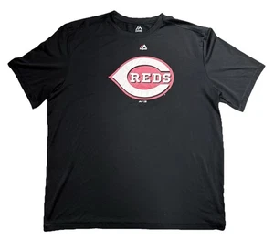 Majestic Cincinnati Reds Shirt Mens Extra Large Black Logo MLB Baseball Polyeste - Picture 1 of 10