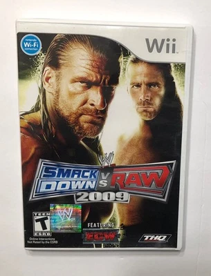 WWE SMACKDOWN VS RAW 2009 NINTENDO Wii GAME WITH MANUAL ECW TRIPLE H THQ 2008 - Image 1 of 3