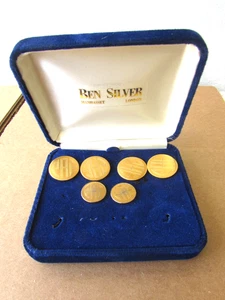 Vintage Ben Silver Blazer Sportscoat Jacket Buttons Set Gold Tone Monogram - Picture 1 of 3