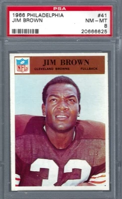 1966 Philadelphia FB #041 PSA 8 Jim Brown Browns 41 Amazing! - Image 1 of 2
