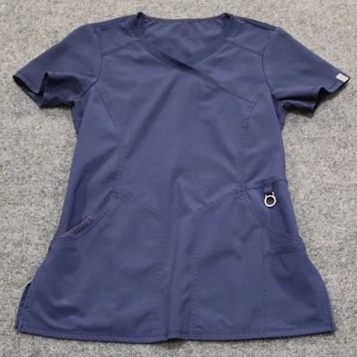 Blusa Médica Para Mujer Cherokee Infinity Cuello en V Manga Corta Simulado Envoltura Azul XXS Foto 1 de 4