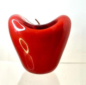 Vtg Teleflora Hand Blown Red Heart Shape Cased Thick Art Glass Votive Holder 4” - Picture 1 of 14