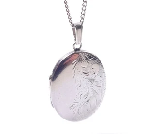 Vintage 1972 Medaillon Anhänger J A Maine oval 925 Sterling Silber mit Kette - Bild 1 von 10