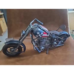Harley Davidson Biker Model USA Patriotic Metal Decor RC Chopper Motorcycle - Picture 1 of 4