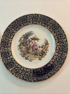 VTG Wood & Sons English Ironstone 10" Plate Cobalt Blue & Gold Edge - Portrait - Picture 1 of 5