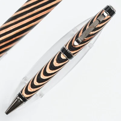Hand Turned Ballpoint Twist Pen, Angled Multi-Wood, Black & Natural, Cigar Style - image 1 of 4