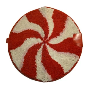 Wondershop CANDY CANE Mint Christmas Plush Bath Rug 22" Round NO-SKID Free Ship - Picture 1 of 3