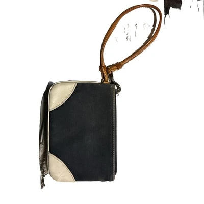 Muñequera Coach Vintage Y2K Soho Coach esquinas de cuero blanco lona negra Foto 1 de 4