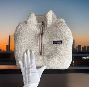 Patagonia Los Gatos 1/4-Zip Fleece Pullover Jacke Creme Sherpa Damen Gr. M - Bild 1 von 8