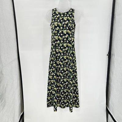Vintage Y2K Dress 5/6 Navy Blue Daisy Sleeveless Maxi 90s Grunge Cottagecore - Image 1 of 4