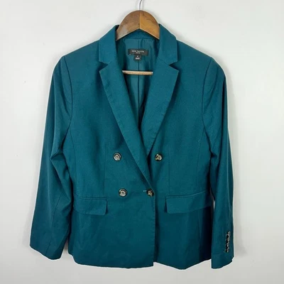 Ann Taylor Petite 6P Teal Double Breasted Blazer Career Preppy Quiet Luxury - Image 1 of 4