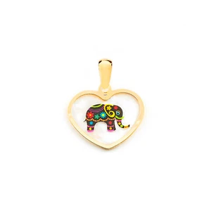 Colgante Oro Corazón Nacar con elefante esmaltado (9kts) (T2308C9K) - Imagen 1 de 4