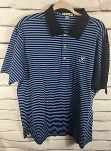 Polo Peter Millar uomo taglia XL blu/nero manica corta scollo a V quarto zip - Foto 1 di 3