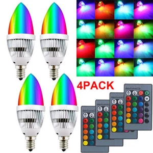E14 LED Birne 3W Glühbirne Kerze Lampe RGB Dimmbar Kerzenbirne mit Fernbedienung - Bild 1 von 16