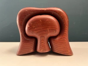 Vintage MCM Holz Pilz Puzzle Halter Stash Handarbeit Redwood 60er-70er Jahre - Bild 1 von 17