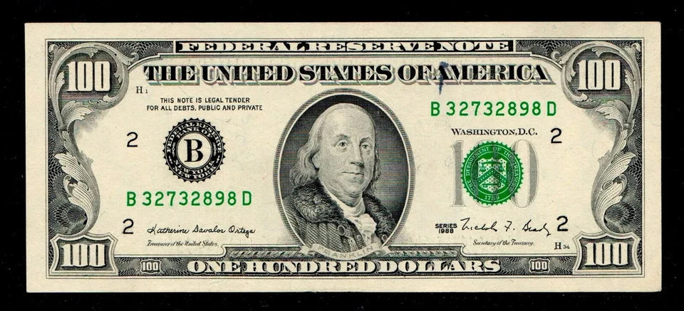 1988 $10 New York Federal Reserve Note Almost Uncirculated - Image 1 of 2