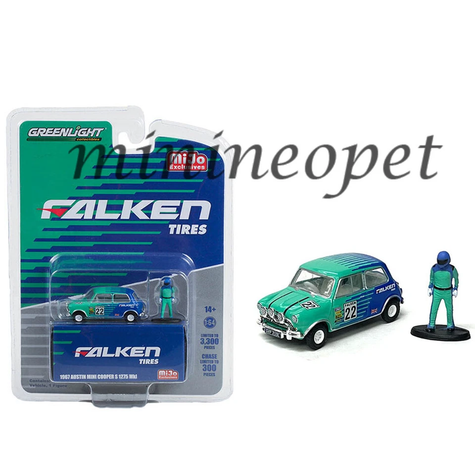 GREENLIGHT 1967 AUSTIN MINI COOPER S 1275 MKI 1/64 FALKEN TIRE with FIGURE 51454 - Image 1 of 1
