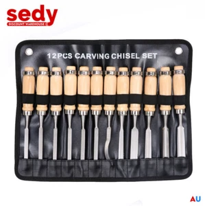 12Pcs Wood Carving Chisel Set Knife High Carbon Steel Woodworking Carpentry Au - Picture 1 of 5