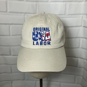 USA Cap Hat Original USA Labor Tan Embroidered Stars & Stripes - Picture 1 of 5