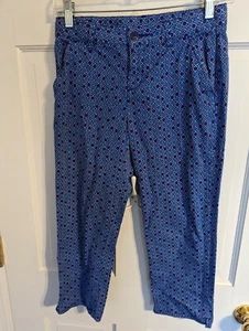 Gap Kids Becca Blue Villa Geometric Print Cropped Pants Girls Size 16 Regular - Picture 1 of 8