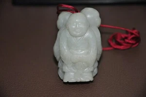 Chinese Hand Carved White Jade 3 Boys - Picture 1 of 10