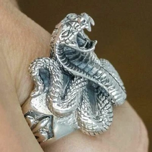 Anillo Cobra Serpiente Boa Art Plata Esterlina 925 Auténtico Genuino Para Hombre 12g - Imagen 1 de 11