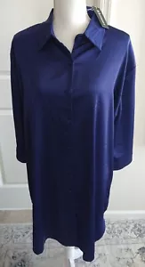 Ekouaer Satin Nightgown Womens Sleepshirt Nightshirt 3/4 Sleeve Blue XXL - Picture 1 of 7