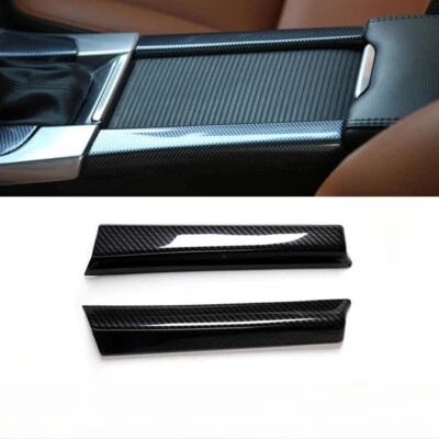 2x For Volvo S60 2014-2018 Car Carbon Fiber Look Gear Shift Both Side Cover Trim - Imagem 1 de 4