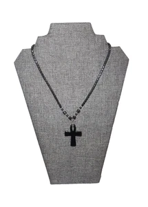 Black Hematite Cross Ankh Egyptian  Magnetic Necklace 19"  Pendant NEW - Picture 1 of 6