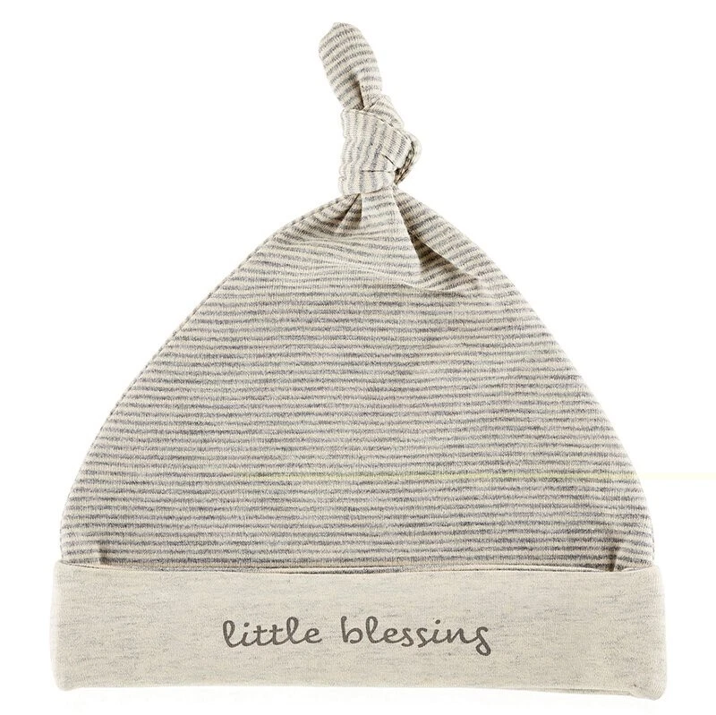 Stephan Baby : Baby Boy Grey  Striped Little Blessing Knot Hat   0-3 Months NEW - Image 1 of 1