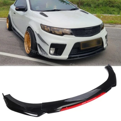 For Kia Forte Koup 2010-2017 Black&Red Front Bumper Lower Lip Spoiler Foto 1 de 4
