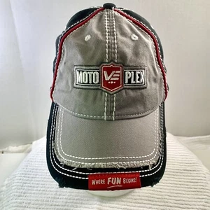 Moto Plex Vern Eide Baseball Cap Hat Adjustable Hook Loop Black Gray Red - Picture 1 of 10