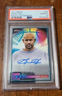 GRANT HILL POP 2 AUTO PSA 10 2021 Topps Finest Basketball Autograph PISTONS DUKE - Image 1 of 2