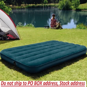 Camping Inflatable Air Mattress Flocked Airbed Sleeping Twin Size Blow-Up Bed - Picture 1 of 11