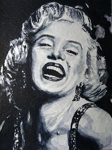 Painting Marilyn Monroe Norma Jeane Mortenson Music Song ACEO Art - Bild 1 von 2