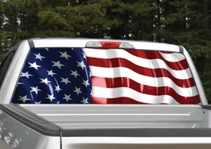 Waving American Flag #4 Rear Window Decal Graphic for Truck SUV - Picture 1 of 3