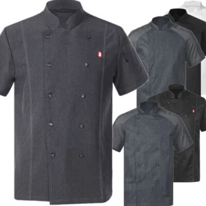 Mens Short Sleeve Chef Coats Jacket Kitchen Restaurant Hotel Cooking Work Shirts - Picture 1 of 81