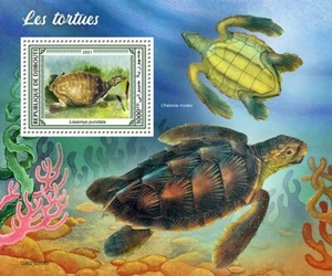 Djibouti 2021 MNH Turtles Stamps Indian Flapshell Turtle Green Sea Turtle 1v S/S - Picture 1 of 1