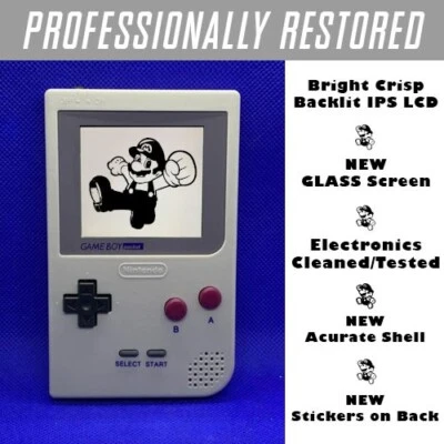 *RESTAURADO RETROILUMINADO* Nintendo Game Boy Pocket DMG Reacondicionado Gris, NES, SNES Foto 1 de 4